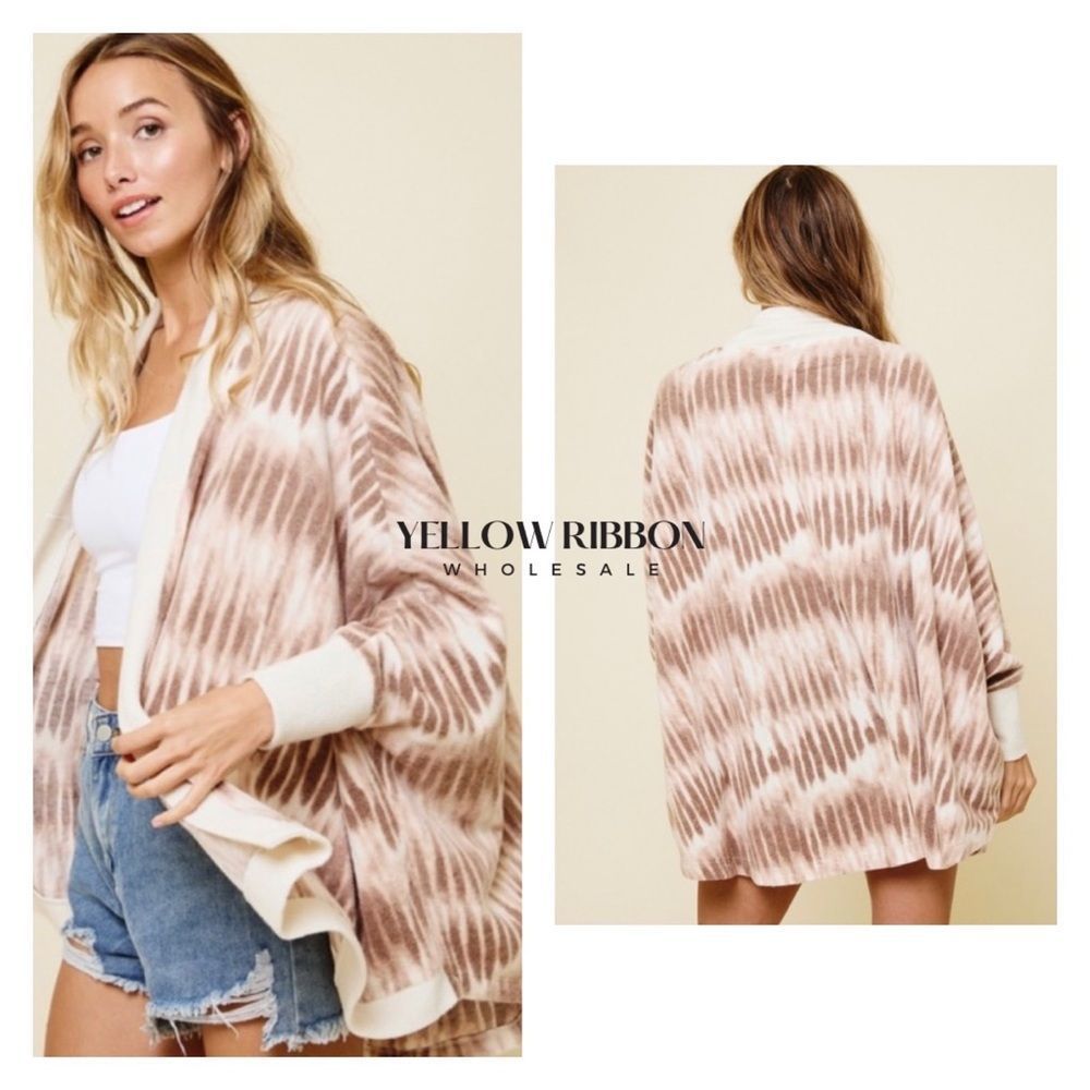 NEW Tie Dye Print Draped Open Cardigan